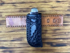 Leather Folding Pocket Knife Sheath Trapper Size (Sheath Only)