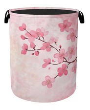 Pink Cherry Blossoms Laundry Basket Extra Large Foldable Hamper Storage Bin