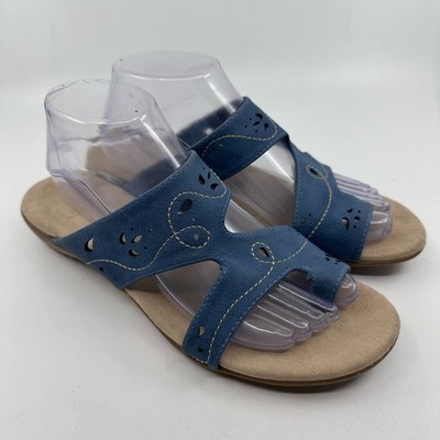 Jasmin Blue Cut-Out Sandal WMNS 8.5M Strappy Open Toe Slip-On JNAHANT Designer