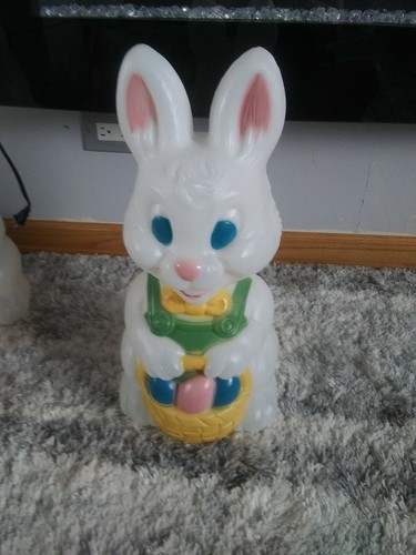 blow mold Bunny with basket of eggs lights up 18" tall yard Easter rabbit - Picture 7 of 7