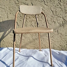 One Vintage Cosco Hamilton Stylaire Folding Chair Model 65, Tan/Beige, 1954 #2