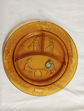 Tiara Amber Glass Childs Nursery Rhyme Divided Plate 8.5" Mother Goose