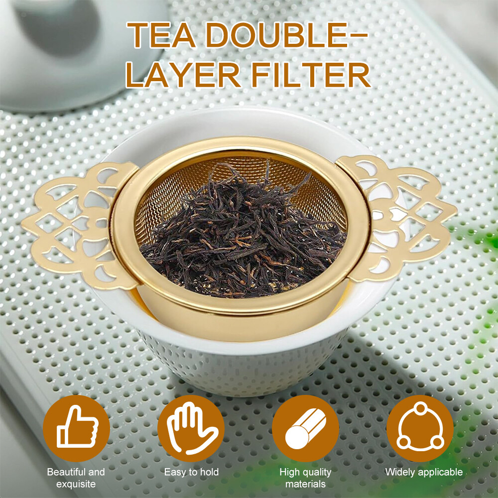 Double-layer Fine Mesh Tea Strainer Stainless Steel Filter Sieve Teaware Kitchen