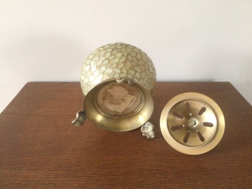 Vintage Decorative Vase With Glass Chips Finish And Brass Base And Lid - Picture 6 of 7