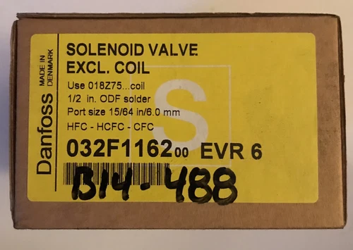 DANFOSS SOLENOID VALVE EVR6 032F1162 1/2" ODF Port 15/64"