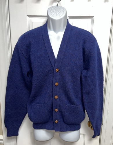 Vintage Jantzen Cardigan Sweater Pockets Purple? Size MEDIUM Made in USA 80s