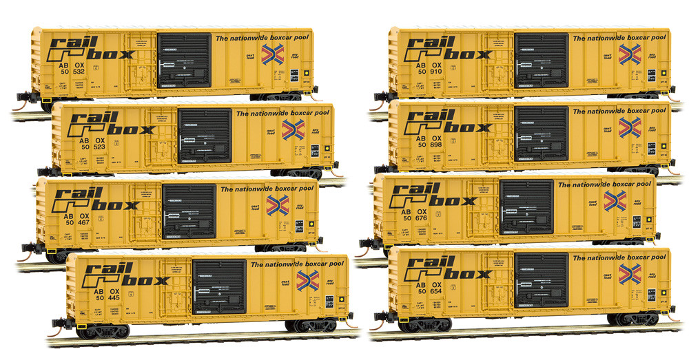 Micro-Trains MTL N escala 50' Combo Caja lateral de la costilla coches Railbox-Runner 8-Pack Micro-Trains MTL N escala 50' Combo Caja lateral de la costilla coches Railbox-Runner 8-Pack