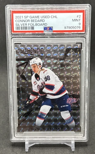 2021 SP Game Used CHL Edition Silver Foilboard /249 CONNOR BEDARD #2 PSA 9 MINT