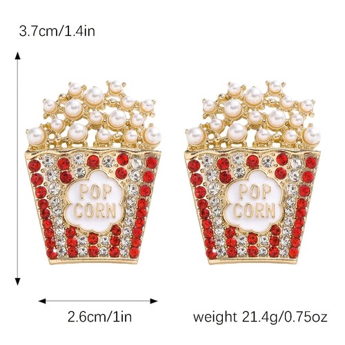 Strass funkelnde Popcorn Ohrstecker Kunstperlen goldfarben Party Geschenk - Bild 4 von 5