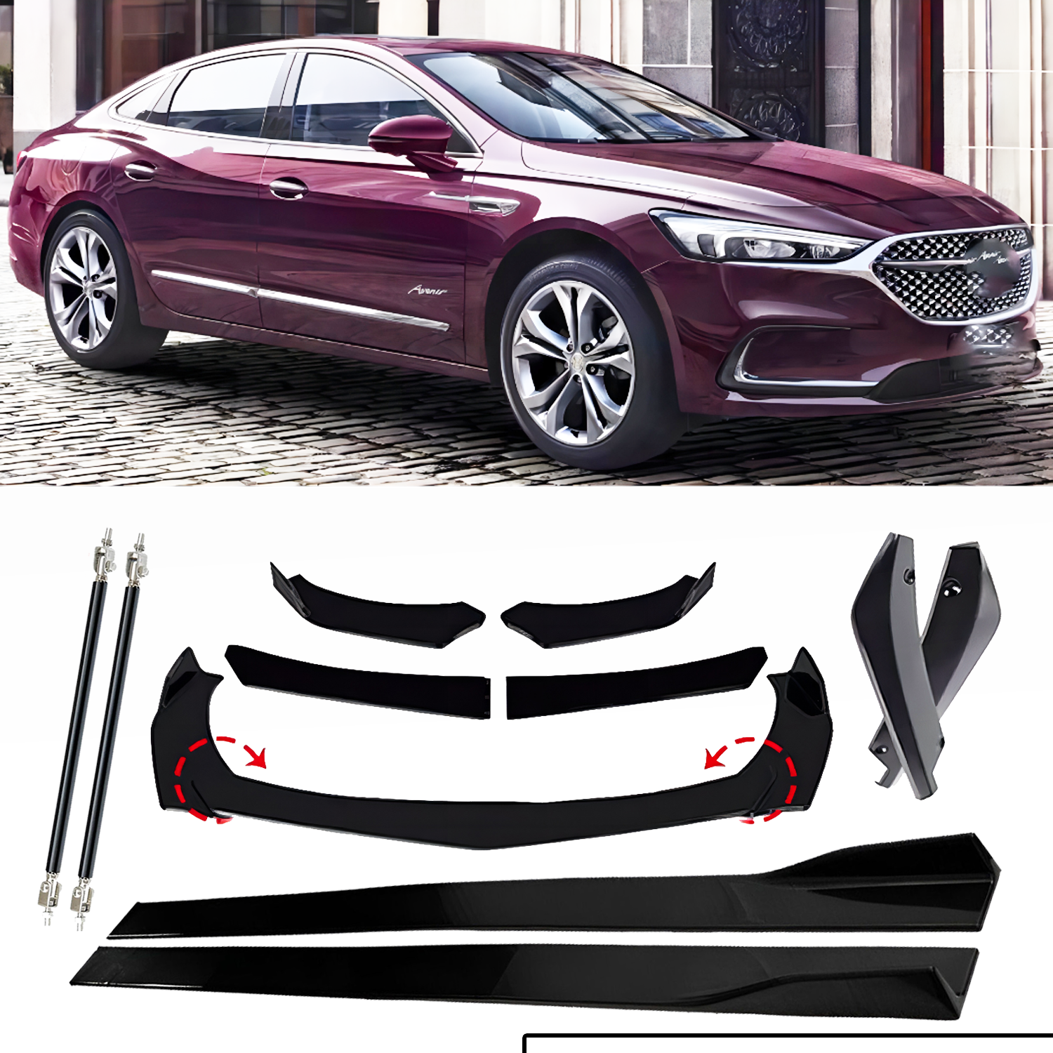 For Buick LaCrosse Regal Front Bumper Lip Spoiler Splitter Rear Lip Side Skirt