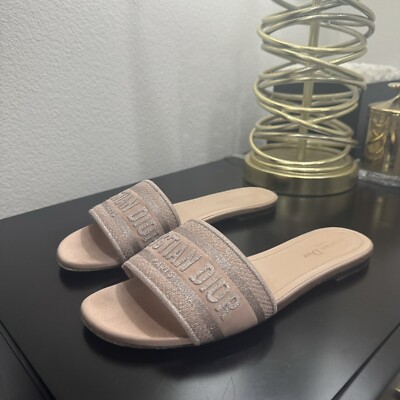 Christian Dior Dway Embroidered Logo Slide Sandal Rose Gold 41