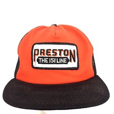 Vtg Preston The 151 Line Patch Hat Logo Mesh USA Snap Back Trucker Baseball Cap
