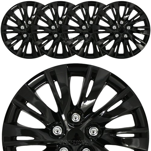 15" Set of 4 Black Wheel Covers Snap On Full Hub Caps fit R15 Tire