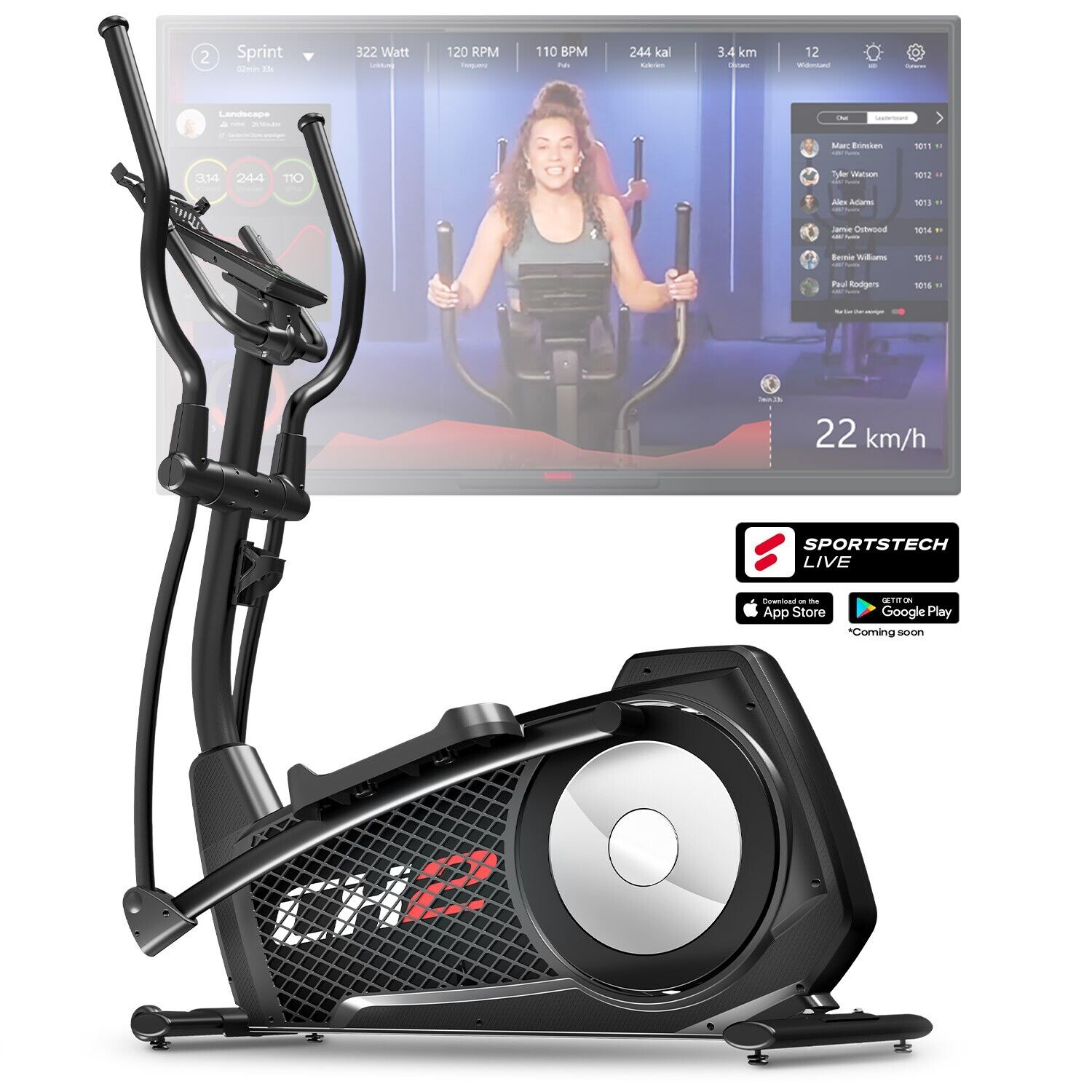 Sportstech CX2 Crosstrainer Smartphone App Schwarz online kaufen | eBay