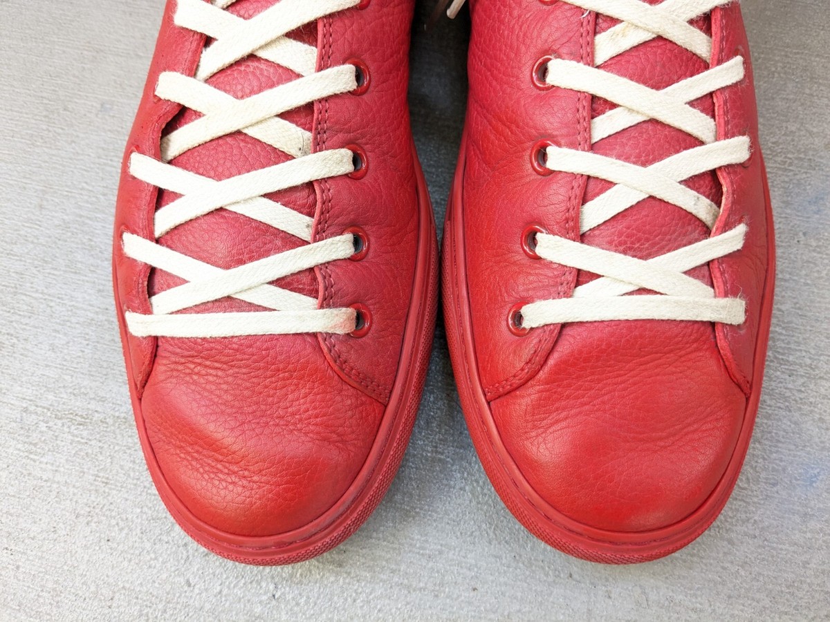 Gucci Panther Sneakers Red Men 10 Leather High Tops Lace Up 478336