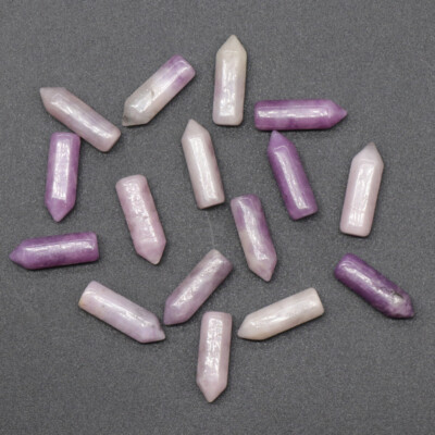 100pcs Natural Purple Lepidolite Stone Hexagon Point Home Decor Ornaments 6x21mm