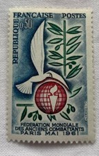 Timbre France Fédération mondiale des anciens combattants mai 1961 1292 neuf