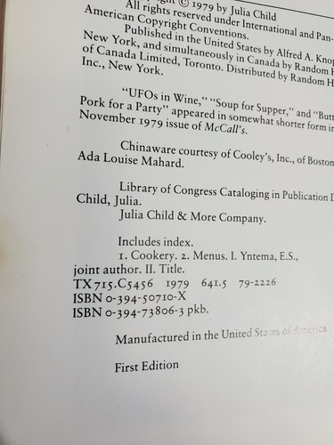 JULIA CHILD & MORE COMPANY / SIGNED by JULIA CHILD First edition - Imagen 3 de 5