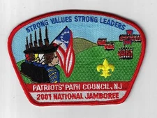 2001 National Jamboree JSP Patriot's Path Council , NJ RED Border [ELL-456]