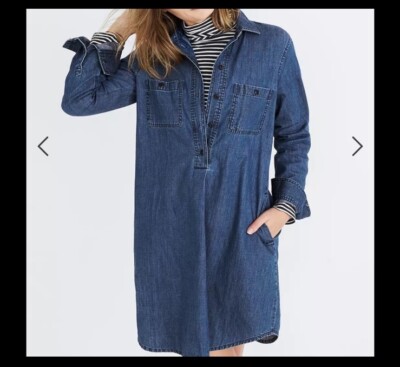 Madewell Blue Lightweight Denim Popover Shirtdress With Pockets Size XXS |  eBay
