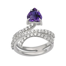 Four Prong Set 925 Sterling Silver 7 MM Purple Natural Amethyst Women Ring