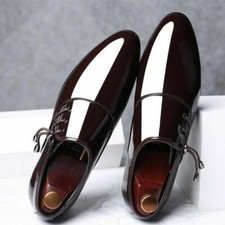 Fashion Men Patent Leather Dress Shoes Slip on Loafers Formal Business Footwear