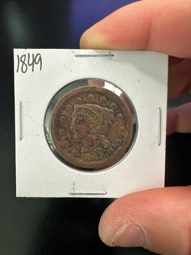 1849 BRAIDED HAIR LARGE CENT, TONED, ORIGINAL, NICE COLORS, STRIKE & DETAILS - 第 1/6 張圖片