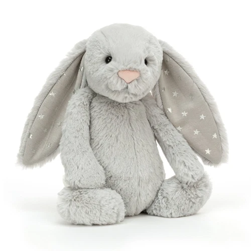 Jellycat Bashful Shimmer Bunny. Grey. Stars - Picture 1 of 8