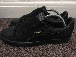 puma basket black leather