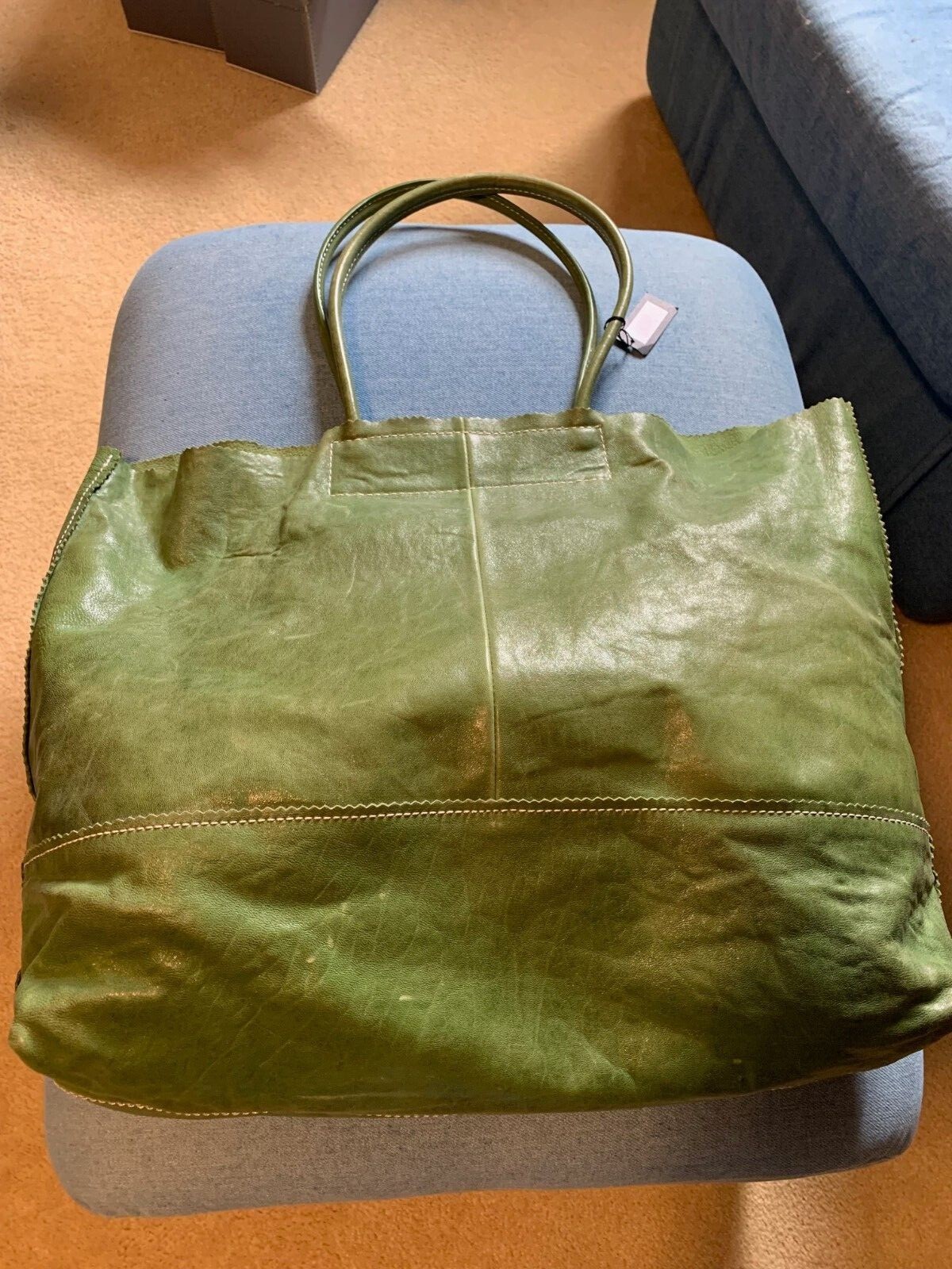 large green leather tote bag from Banana Republic (new with tags, never