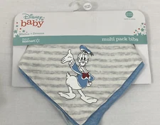 Disney Baby 3-pack bibs Donald Duck Pluto Mickey Mouse blue new
