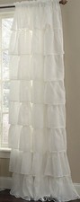 One 1 Gypsy Ruffled Layerd Sheer Curtain Panel, Cream, 60" wide by 63" long