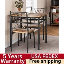 Dining Table Set for 2 Kitchen Table and Chairs for 2 Metal and Wood Chairs NEW