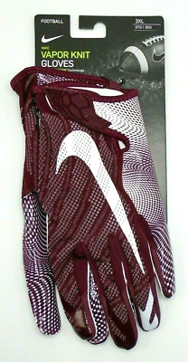 Nike Vapor Knit 3.0 Football Gloves Men's 3XL Maroon/Deep Maroon/White Men's