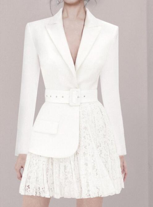 Women Fashion Elegant Long Sleeve White Blazer Dress Lace High Waist | eBay Women Fashion Elegant Long Sleeve White Blazer Dress Lace High Waist | eBay