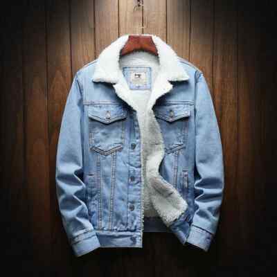 Men Winter Jean Jackets Outerwear Warm Denim Coats Wool Liner Thicker Winter New