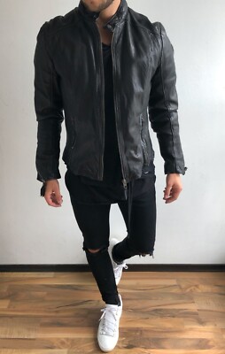 Neu Tigha Lederjacke CLINT TITIAN COLE M Schwarz Grau 429€ YPS