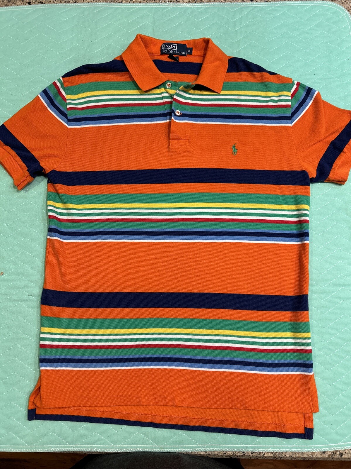 PONY Polo Ralph Lauren vintage anni 90 camicia uomo media arancione blu rosso verde polo ottime condizioni
