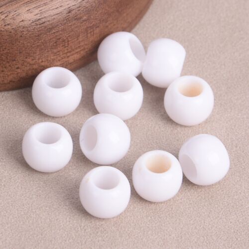 50pcs 10mm Round Opaque Acrylic Plastic Big Hole Loose Beads For Jewelry Making - Picture 6 of 25