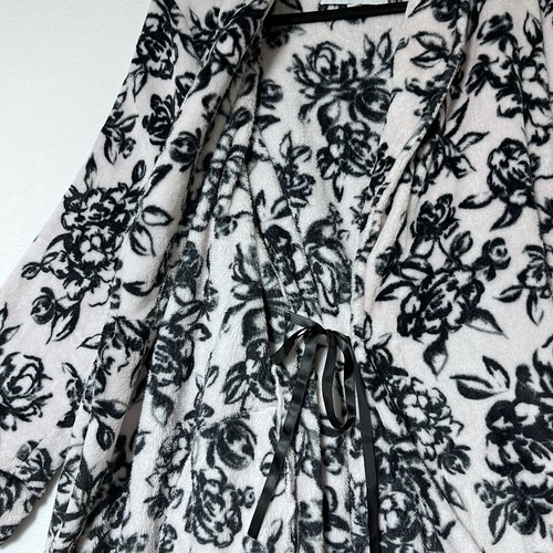 Nicole Miller Plush Belted Bathrobe Short Super Soft Pink Floral Cozy Sz L/XL - Picture 4 of 9