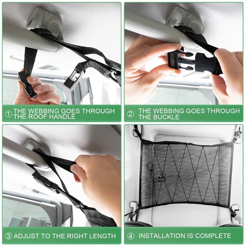 35" X 26" Car Ceiling Mesh Storage Bag Roof Cargo Net Bag Organizer Universal Foto 2 de 4