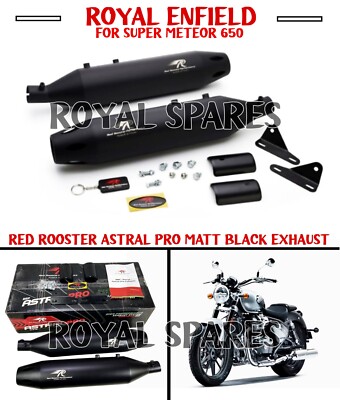 Royal Enfield ''RED ROOSTER ASTRAL PRO MATT BLACK EXHAUST'' FOR Super Meteor 650