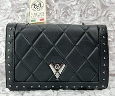 New VALENTINO ORLANDI $299 Italy Black Quilted Flap Crossbody Shoulder Bag Purse