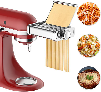 Kitchenaid Pasta Maker Attachment - 3-in-1 Roller, Spaghetti & Fettuccine Cutter
