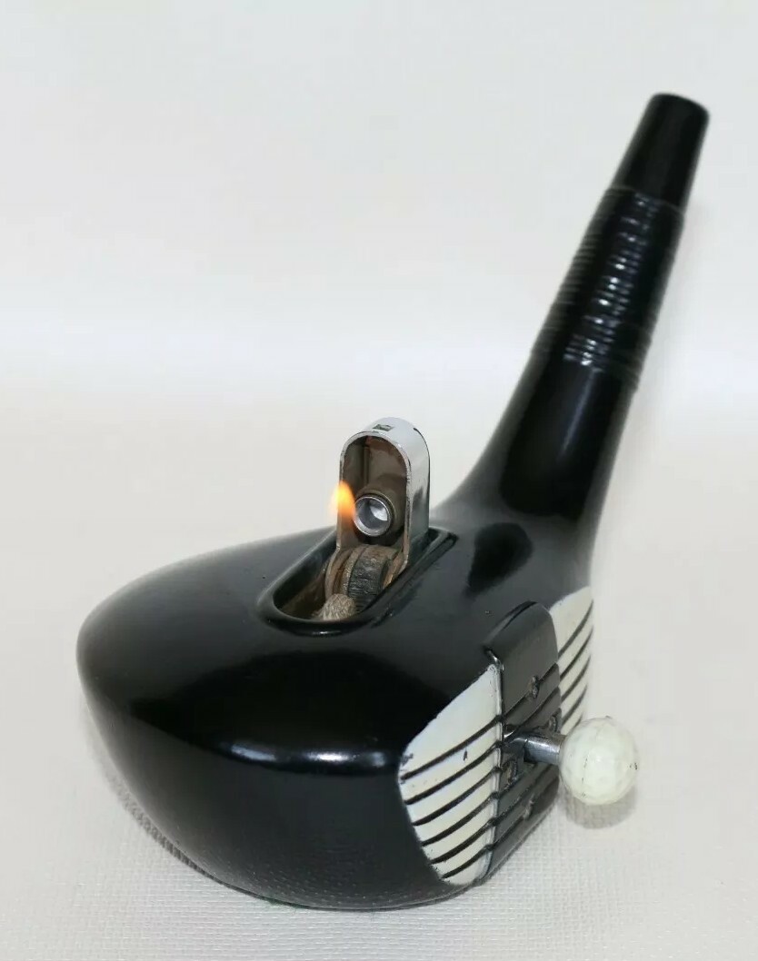 Vintage Figural Golf Club Table Lighter In Working Condition&nbsp;
