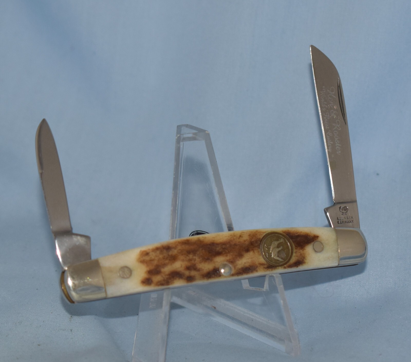 RARE VINTAGE HEN & ROOSTER BONE CONGRESS KNIFE "MINT IN IN ORIGINAL CASE /BOX