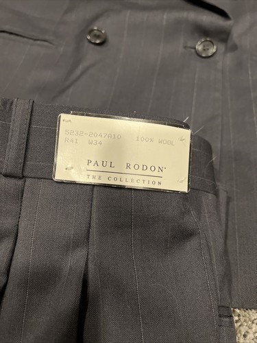 Men’s Size 41 R Jacket & 41 x 34 Pants Paul Rodon The Collection Two Piece Suit - Picture 2 of 5