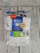 Hanes Boys 6 Pack Briefs Size Small 6-8 White Comfort Flex Waistband Tagless