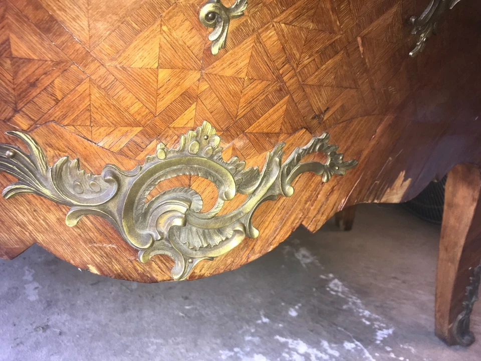 Vintage Louis XV Style Marble Top Commode French Bombe Chest (Local PickUp ONLY) - Image 3 of 4