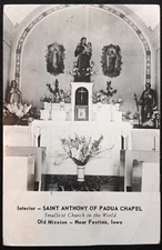 Festina Iowa IA Saint Anthony of Padua Chapel Interior  RPPC Real Photo Postcard